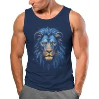 Neverless Tanktop Herren Tank-Top Löwe Lion Art-Print Kunst Illustration Aufdruck mit Print