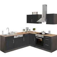 KOCHSTATION Winkelküche KS-Stockholm – Küche mit hochwertiger und detailreicher Landhausfront, Stellbreite 220x220 cm, wahlweise mit E-Geräten, MDF-Fronten