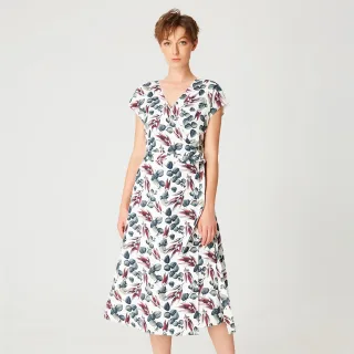 Wickelkleid mit Blätterdruck