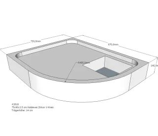 Neuesbad Wannenträger für Kaldewei Zirkon 75x90x3,5 Viertelkreis SD21043
