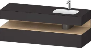 Duravit Qatego Einbauwaschtisch mit Konsolenwaschtischunterbau Graphit Supermatt 1600x550x600 mm - Q QA4796030800010