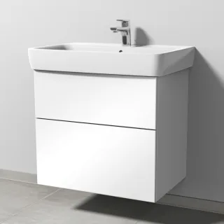 Sanipa 3way Waschtischunterbau zu Geberit Renova Plan Waschtisch mit 2 Auszügen, Weiß-Glanz SF87778