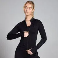 MP Damen Shape Nahtlose Jacke mit durchgehendem Reißverschluss – Schwarz - S
