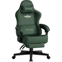 GTPLAYER Gaming-Stuhl Atmungsaktiver Bürostuhl, ergonomisch Hochwertiger - Stoff/Kunstleder, 160° Verstellbare Rückenlehne und ausziehbare Fußstütze