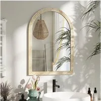 HOMCOM Wandspiegel (50 x 70 cm Bogenförmig Spiegel, 1-St., Dekorativer Hängespiegel), für Schlafzimmer Badezimmer Wohnzimmer Flur Beige