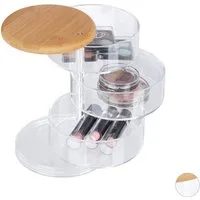 relaxdays Make-Up Organizer mit 3 Fächern, 1-tlg., transparent