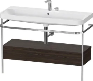 Duravit Happy D.2 Plus c-shaped Set mit Metallkonsole und Schubkasten Nussbaum gebürstet Matt 1175x4 HP4844E69690000