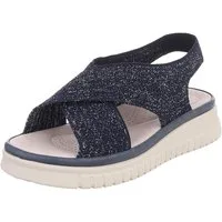 Ital-Design Damen Sandalette mit Keilsohle und Strickoptik Riemchensandalette (91849494) Keilabsatz/Wedge Keilsandaletten in Dunkelblau