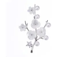 MayTree Brosche "Mandelblüte", Perlmut mit Zierperlen und Strass (Stück, 1-tlg), mit Perlmut, Zierperlen und Strass