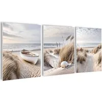artissimo Mehrteilige Bilder Bilderset 3er-Set, Wandbilder-Set natur, Bilderwand, maritime Bilder, Strand und Meer: Nordsee-Strand mit Dünen
