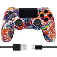 KINSI Wireless Gamepad, Controller, Bluetooth, für PS4 PlayStation 4-Controller (Doppelte Vibration, wiederaufladbare Batterie)