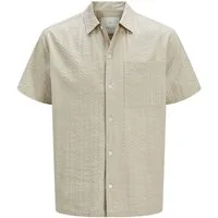 Jack & Jones Kurzarmhemd Kubisches Muster, Kurzarm, Button-down, Brusttasche für Herren Baumwolle Regular Fit Knopfleiste unifarben atmungsaktiv
