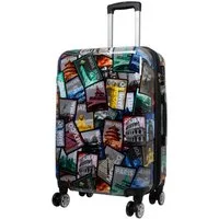 Warenhandel König Hartschalen-Trolley Tourist Attractions, 4 Rollen, mit Motiv, Dehnfalte für Gr. L und XL, Polycarbonat