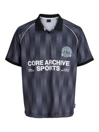 JACK&JONES - JCOBREEZE FOOTBALL AOP MESH TEE SS JNR Black - Gr. - 176