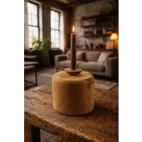 AMBIENTE-LEBENSART.DE Kerzenständer Kerzenständer-Kerzenleuchter-Windlicht-Teakholz-Massiv-Deko
