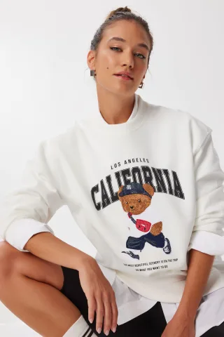 Bedruckter Rundhals-Sweatshirt