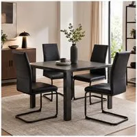 HTI-Line Freischwinger Schwingstuhl SallyP PU 4er (Set, 4 St), Freischwinger Esszimmerstuhl Kunstleder