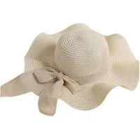 Zaewry Strohhut Damen faltbar Sonnenhut Sommerhut Strandhut Straw hat Einheitgröße wellenförmiger Rand