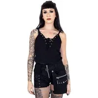 Chemical Black Trägertop Marlene Spaghetti-Top Gothic Goth Punk Schnürung