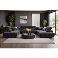 Labett Wohnlandschaft mit Schlaffunktion & Bettkasten GUSTAVO U-Form Sofa aus Cord