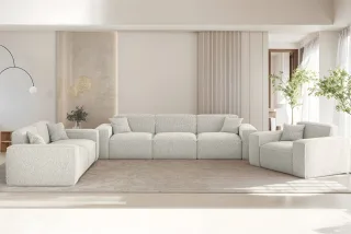 OUTLET Sofaset Designersofa FUN PEREZ PREMIUM 3-2-1 in Stoff Sven Altweiß
