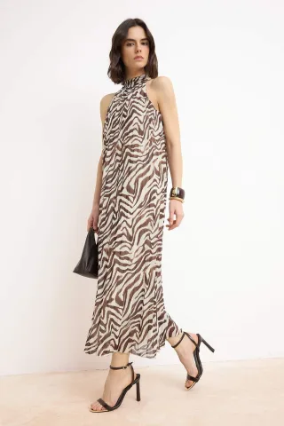 Damen Maxikleid mit Tiermotiv, ärmellos, lässig/alltagstauglich, A-Linie