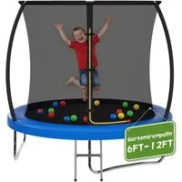 GUNJI Gartentrampolin Durchmesser 183/222/290/360 cm, Kindertrampoline Outdoor-Trampoline, Ø 183 cm, (Ausgestattet mit Sicherheitsnetz, Leiter und 360 -Gelander, maximale Tragkraft 120 kg)
