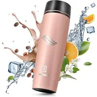 TAVIALO Isolierflasche 460ml puderrosa matt Inox Edelstahl, Pulverbeschichtung, Kaffeebecher, ideal für Reisen, Schule, Camping, Wanderungen, beim Sport