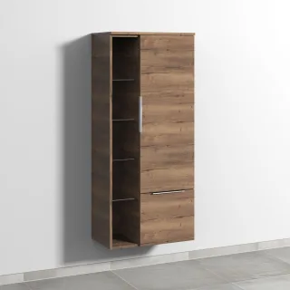 Sanipa 3way Stauraumschrank mit 1 Tür, 1 Auszug und offenen Fächern, Eiche-Tabak UM18350