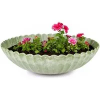 matches21 HOME & HOBBY Blumentopf Pflanzschale für draussen Dekoschale rund grün marmoriert 22 cm (1 St), Blumen-Schale als wetterfeste Friedhof-Schale Grab-Schmuck Grabschale