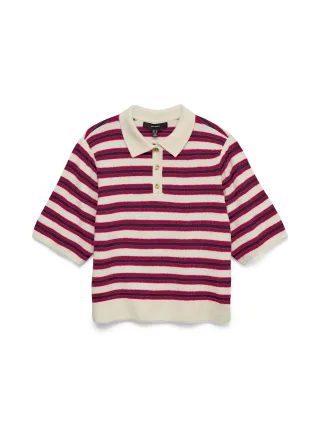 VERO MODA - VMOCANNA 2/4 POLONECK PULLOVER Birch - Gr. - XL