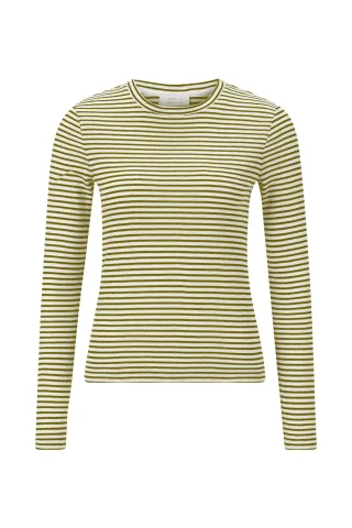 Rich & Royal - Organic Sparkle Striped Longsleeve golden moss - Gr. - S