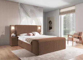 Boxspringbett Bett MARTEN 140x200cm Set.3 in Stoff Magic Velvet Braun