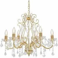 furnicato Deckenleuchte Exquisiter Kristall-Kronleuchter 60 x 44 cm in Gold und Transparent, Edle Pendelleuchte mit E14-Fassung für Esszimmer oder Flure