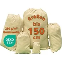 WIESEN.design Wäschesack Baumwollbeutel - 280 g/m² OEKO-TEX® zertifizierte Heavy-Duty Baumwolle (Set, 2 St., kostenfreier Versand - Stoffbeutel mit beidseitigen Kordelzug), gratis Lieferung