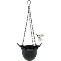Spetebo Vogeltränke Metall Vogelbad zum Hängen grau - 15 cm 0.25 l, mit Kette zum Aufhängen