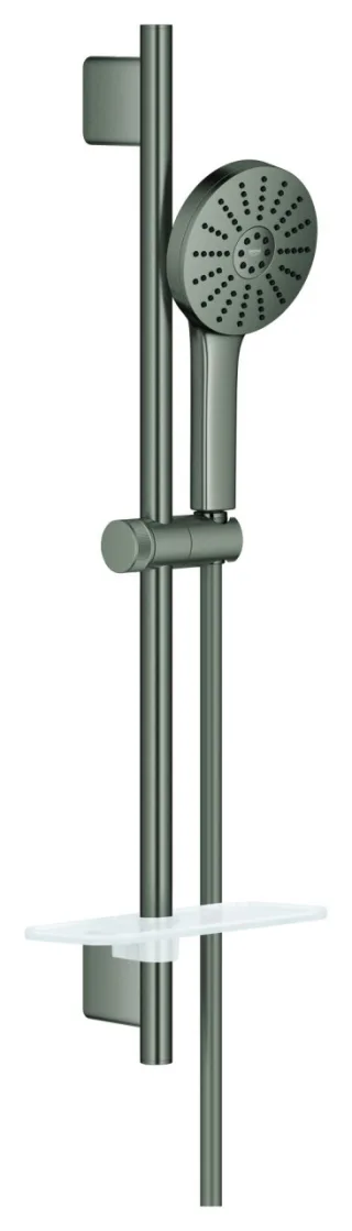 GROHE Brausestange-Set Euphoria 120 134884, 600mm 3 Strahl 5,2l hard graphite geb., 134884AL00 134884AL00