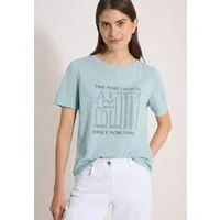 CECIL Print-Shirt Sommershirt, Elastikbund, Ausbrenner-Optik