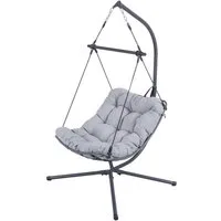 Koll Living Hängesessel Nova, Outdoor Hängesessel, 110 x 101 x 194 cm, Grau, UV- & witterungsbeständig, wasserabweisend