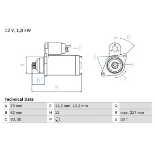 Bosch Anlasser 1,8 kW Audi Seat Skoda VW 0986026330