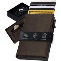 Gentlemen's Geldbörse Cardholder - Kreditkartenetui mit Münzfach & RFID-Schutz Smart Wallet, Kleiner Geldbeutel für Herren - Herren Portemonnaie mit Scheinfach