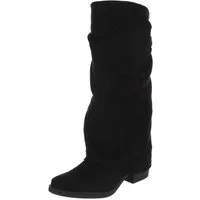 Ital-Design Damen Kniehochstiefel mit Blockabsatz, Schlupfform Westernstiefel (92078806) Blockabsatz Stiefel in Schwarz