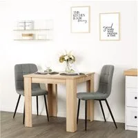 Homestyle4u Essgruppe Esstisch 80x80 mit 2 Stühle Grau Braun Küchentisch klein Sitzgruppe, (Set, 3-tlg., Esszimmergruppe 3 teilig), Polsterstuhl Leinen, Essstuhl
