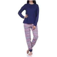 Normann Pyjama Normann Damen Schlafanzug mit Bündchen im wunderschönen Ethnolook