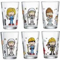 Ritzenhoff & Breker Kinderbecher Berufe Jungs & Mädchen Kindergläser 205 ml 6er Set, 6-tlg., Glas