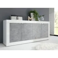 Home affaire Sideboard Basic Breite 207 cm, Kommode 4 Türen, Anrichte, Metallgriff, moderne Rahmenoptik, viel Stauraum, Farbauswahl