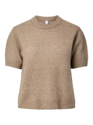 Y.A.S - Kurzarm-Strickpullover braun - Gr. - S