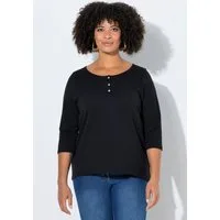 Angel of Style T-Shirt T-Shirt A-Linie Henley Knopfleiste 3/4-Ärmel