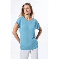 GOLDNER T-Shirt Leinenoptik-Shirt, U-Boot-Ausschnitt Uni-Design mit elegantem U-Boot-Ausschnitt und modernem Bund