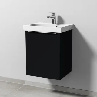 Sanipa 3way Waschtischunterbau zu Geberit Acanto Waschtisch mit 1 Tür, Schwarz-Matt UF41308